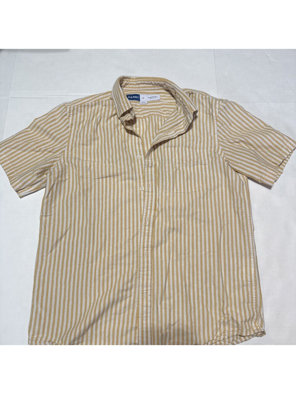 Old Navy Everyday Shirt Regular Fit Small Yellow Striped